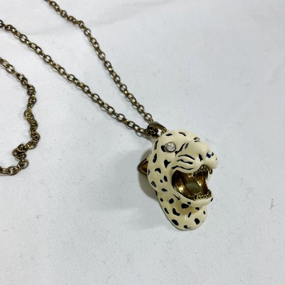 Long Necklace Leopard Head Jungle Cat Cheetah Panther - Picture 6 of 8